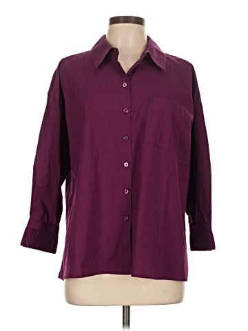 Attitudes by Renee 3/4 Sleeve Button-Down Shirt (view 1)