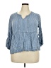 Fever 100% Rayon Blue 3/4 Sleeve Blouse Size XXL - photo 1