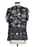 CAbi 100% Polyester Floral Blue Short Sleeve Blouse Size L - photo 2