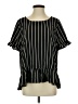 Umgee Stripes Black Short Sleeve Blouse Size S - photo 1