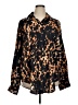 Topshop Animal Print Orange Long Sleeve Button-Down Shirt Size 14 - photo 1