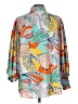 Unbranded 100% Polyester Print Yellow Long Sleeve Blouse Size L - photo 2