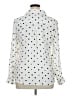 Maison Jules 100% Rayon Polka Dots White Long Sleeve Blouse Size XL - photo 2