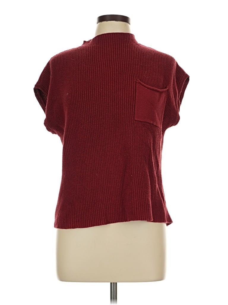 Pre-owned Anrabess Short Sleeve Top Burgundy Turtleneck Tops