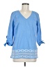 Talbots 100% Cotton Solid Blue 3/4 Sleeve Blouse Size M - photo 1