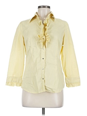 New York & Company 3/4 Sleeve Button-Down Shirt (view 1)
