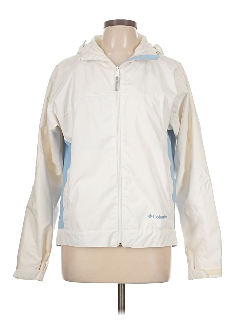 Pre-owned Columbia Windbreaker Jacket In White