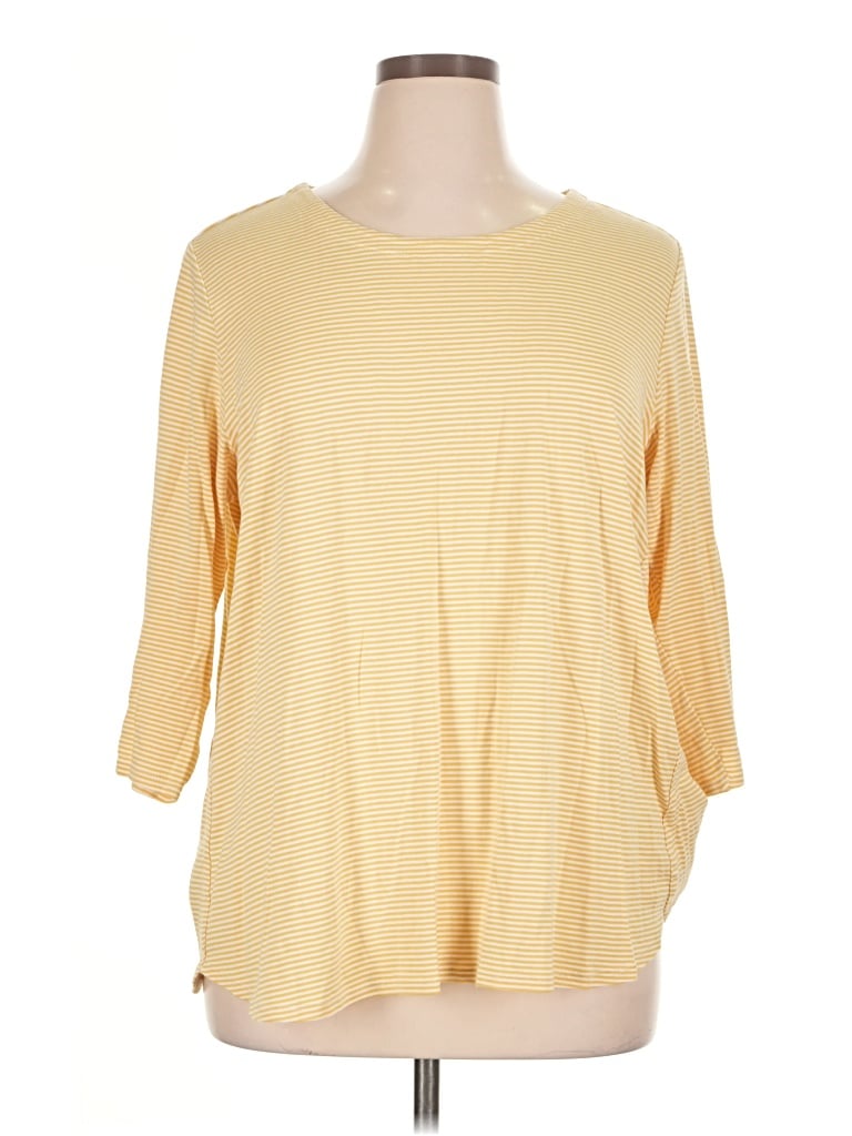 Pre-owned Jjill 3/4 Sleeve T-shirt In Yellow