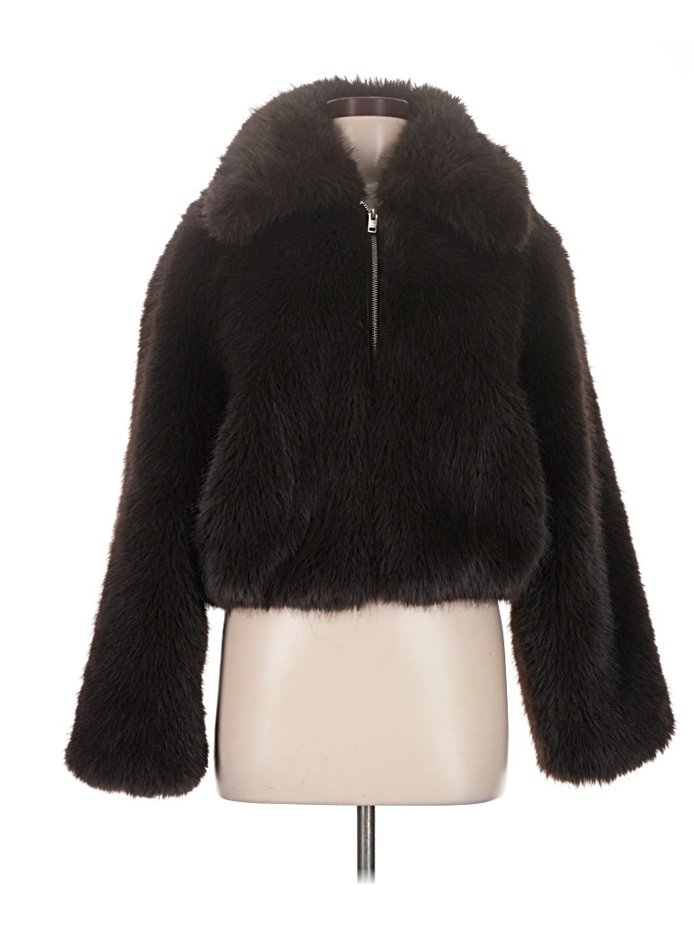Pre-owned Gap Faux Fur Jacket In Brown