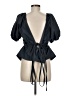 Line & Dot Black Short Sleeve Blouse Size M - photo 2