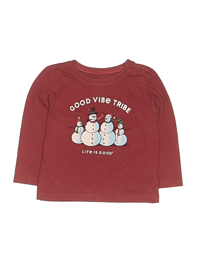 Pre-owned Life Is Good Kids' 3/4 Sleeve T-shirt In Burgundy