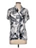 DKNY Graphic Floral Tropical Gray Short Sleeve Blouse Size L - photo 1