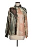 Shein Print Gold Long Sleeve Blouse Size 6 - photo 1