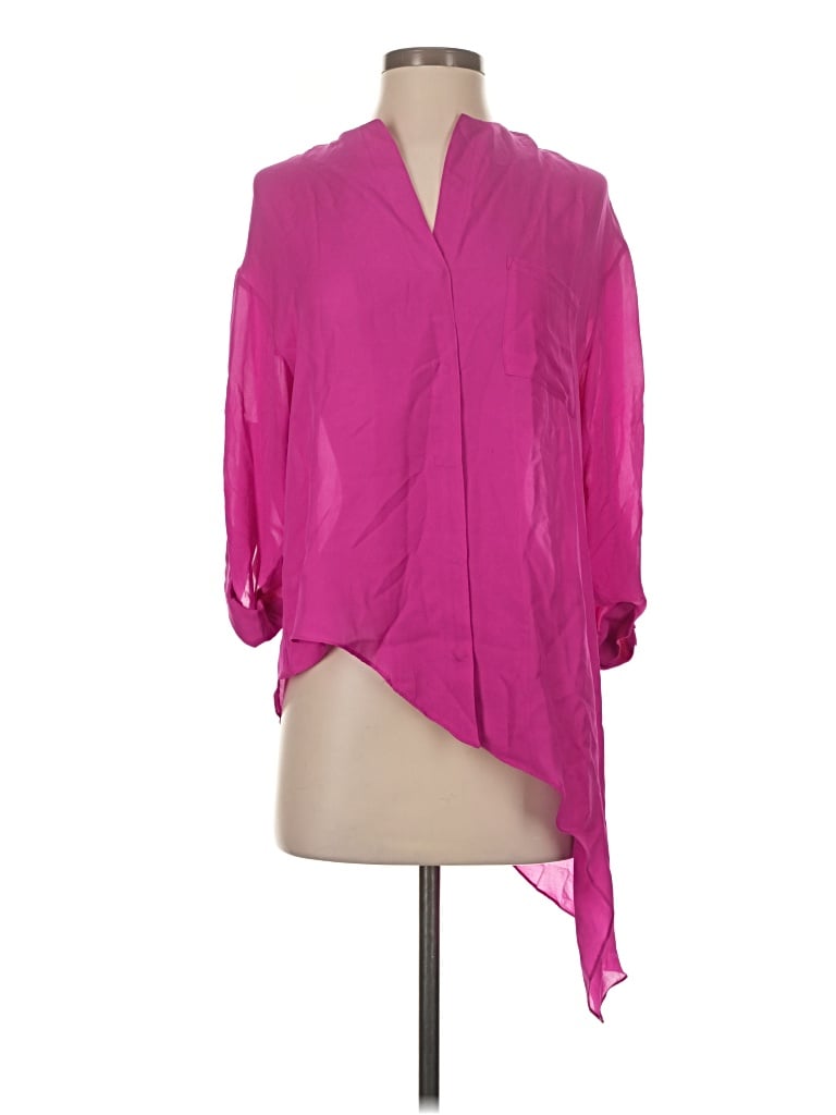 Pre-owned Jay Godfrey 3/4 Sleeve Silk Top Pink One Shoulder Neckline Tops