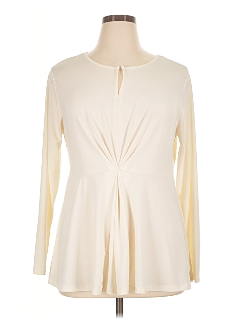 Pre-owned Daisy Fuentes Long Sleeve Blouse In Ivory