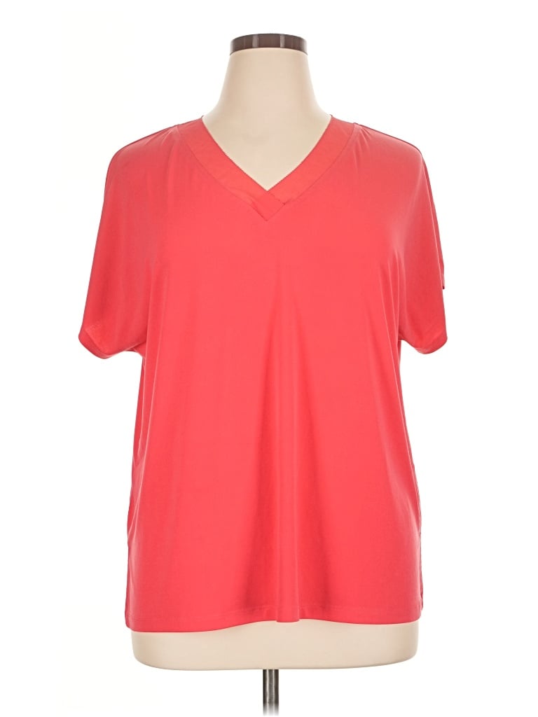 Pre-owned Dana Buchman Short Sleeve Blouse In Red