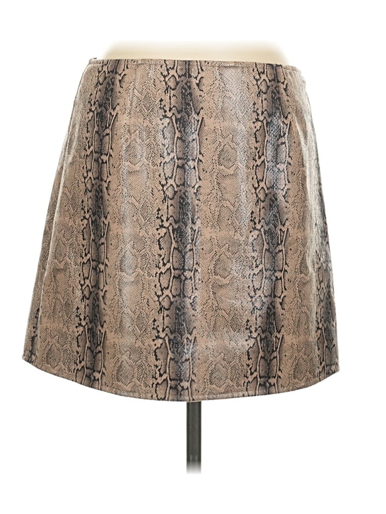 Pre-owned Sage The Label Faux Leather Skirt In Tan