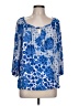 INC International Concepts 100% Polyester Blue 3/4 Sleeve Blouse Size L - photo 1