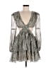 Luxxel 100% Polyester Metallic Silver Cocktail Dress Size M - photo 1