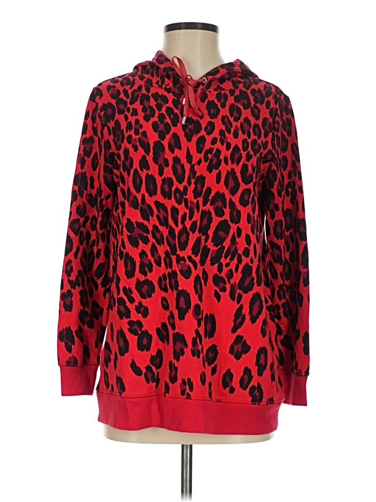 Pre-owned Zenergy By Chico's Pullover Hoodie In Red