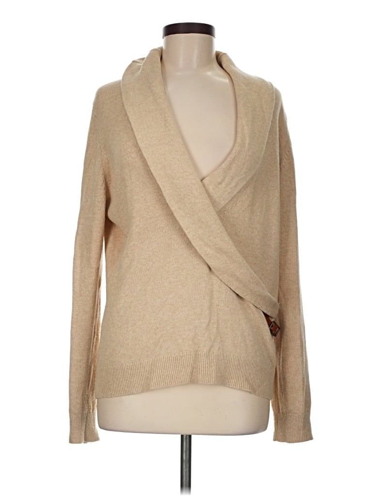 Pre-owned Lands' End Cardigan Sweater In Tan