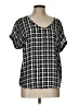 Pink Rose 100% Polyester Black Short Sleeve Blouse Size L - photo 1