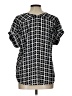 Pink Rose 100% Polyester Black Short Sleeve Blouse Size L - photo 2