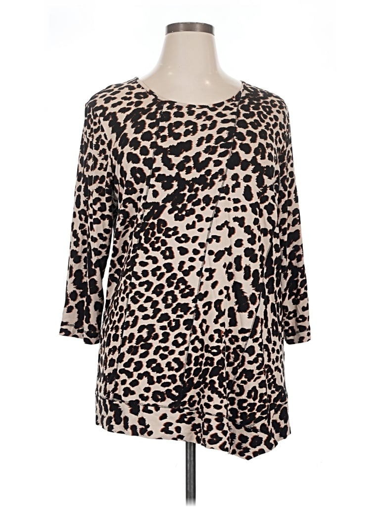 Pre-owned Zenergy By Chico's 3/4 Sleeve Blouse In Brown