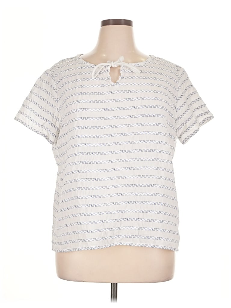 Pre-owned Talbots Outlet Short Sleeve Top Ivory Keyhole Neckline Tops