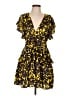 A.L.C. 100% Silk Print Yellow Cocktail Dress Size 10 - photo 1