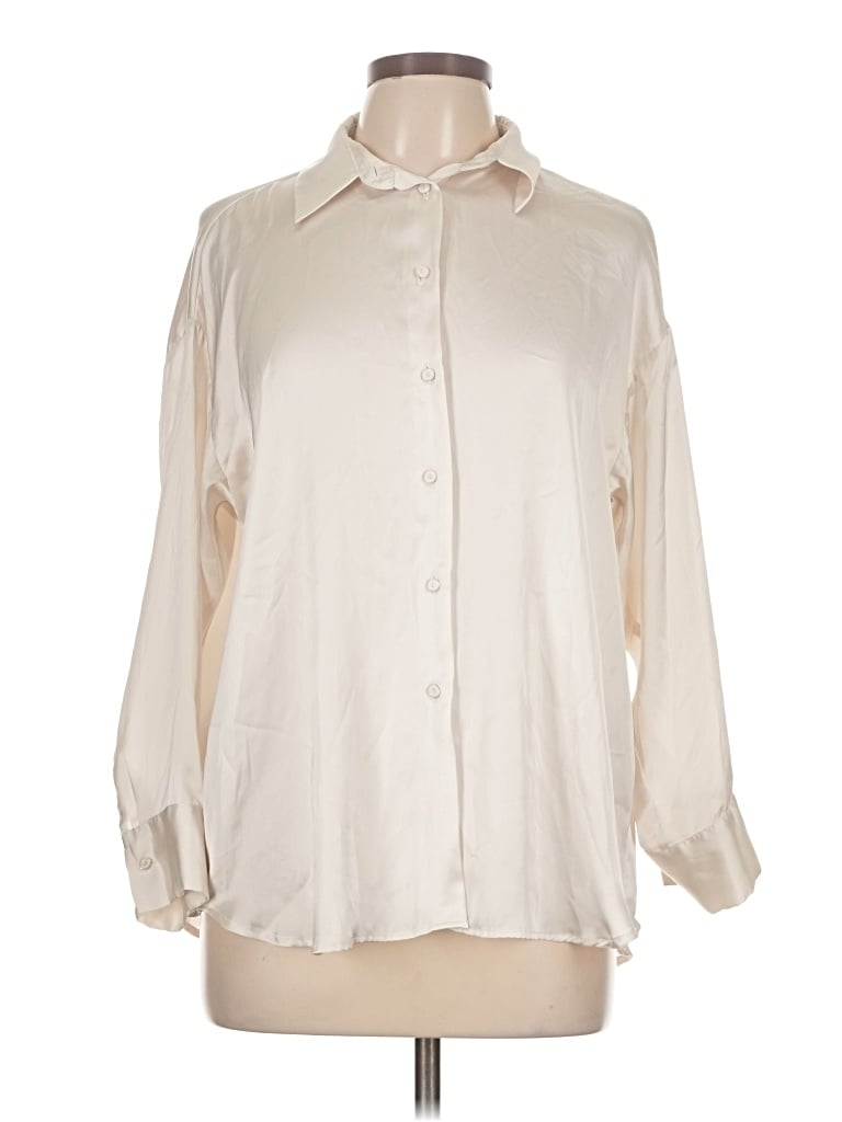Pre-owned Zara Long Sleeve Blouse In Ivory