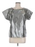 Gianna 100% Polyester Metallic Silver Short Sleeve Top Size M - photo 1