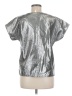 Gianna 100% Polyester Metallic Silver Short Sleeve Top Size M - photo 2