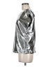Gianna 100% Polyester Metallic Silver Short Sleeve Top Size M - photo 5