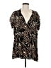 J.t.b. 100% Rayon Animal Print Brown Short Sleeve Blouse Size M - photo 1