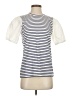 Derek Lam 10 Crosby 100% Cotton Stripes Ivory Short Sleeve Turtleneck Size S - photo 1