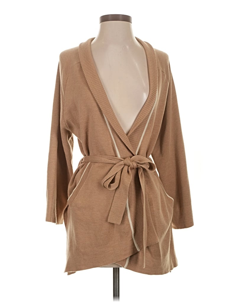 Pre-owned Oyun Wool Cardigan Sweater In Tan