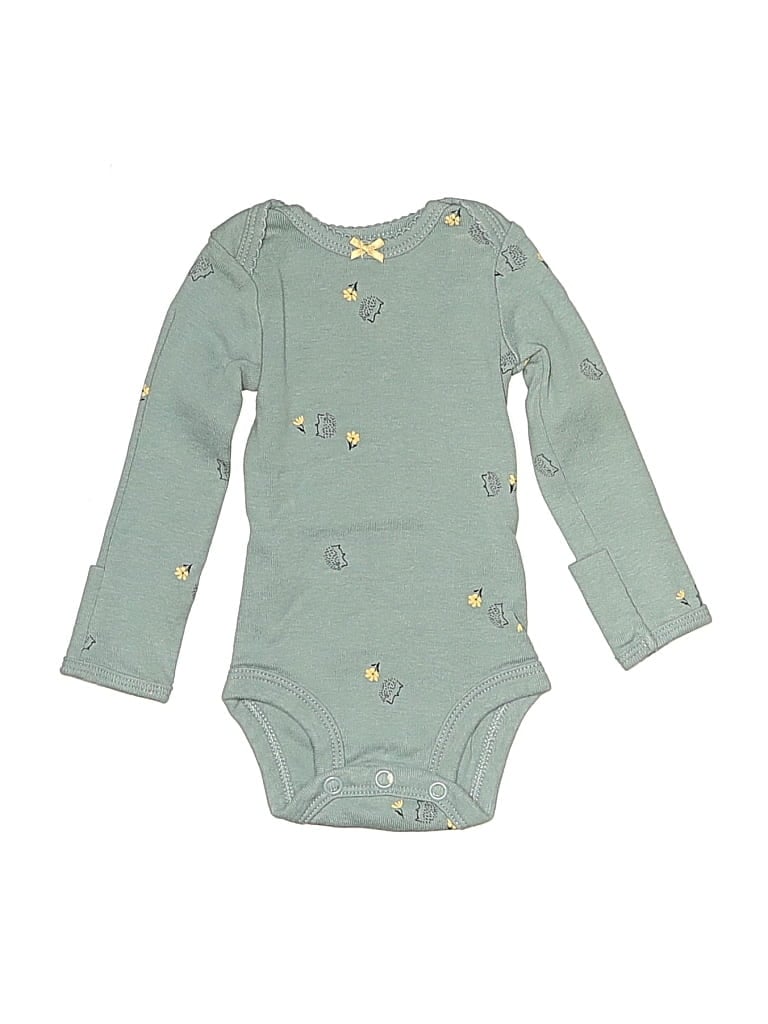 Pre-owned Carter's Babies' Long Sleeve Onesie In Teal