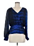Parker 100% Silk Blue Long Sleeve Silk Top Size M - photo 1