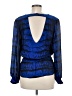 Parker 100% Silk Blue Long Sleeve Silk Top Size M - photo 2