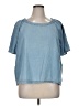 Caslon 100% Cotton Blue Short Sleeve Top Size 1X - photo 1