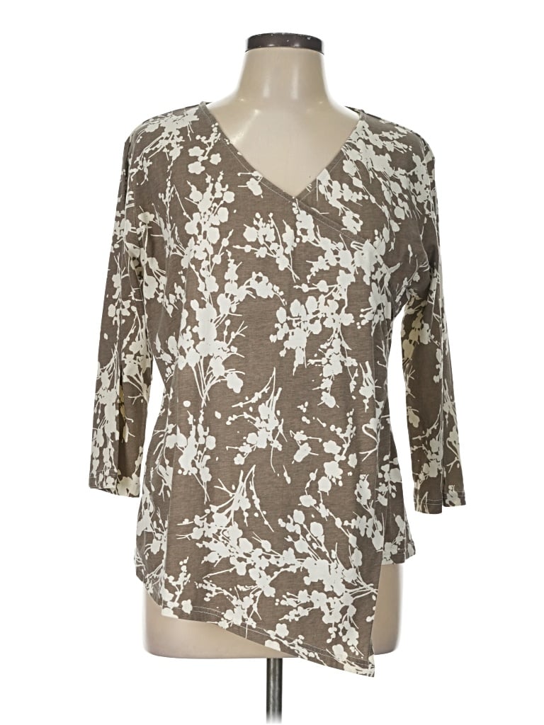 Pre-owned Orvis 3/4 Sleeve Blouse In Gray