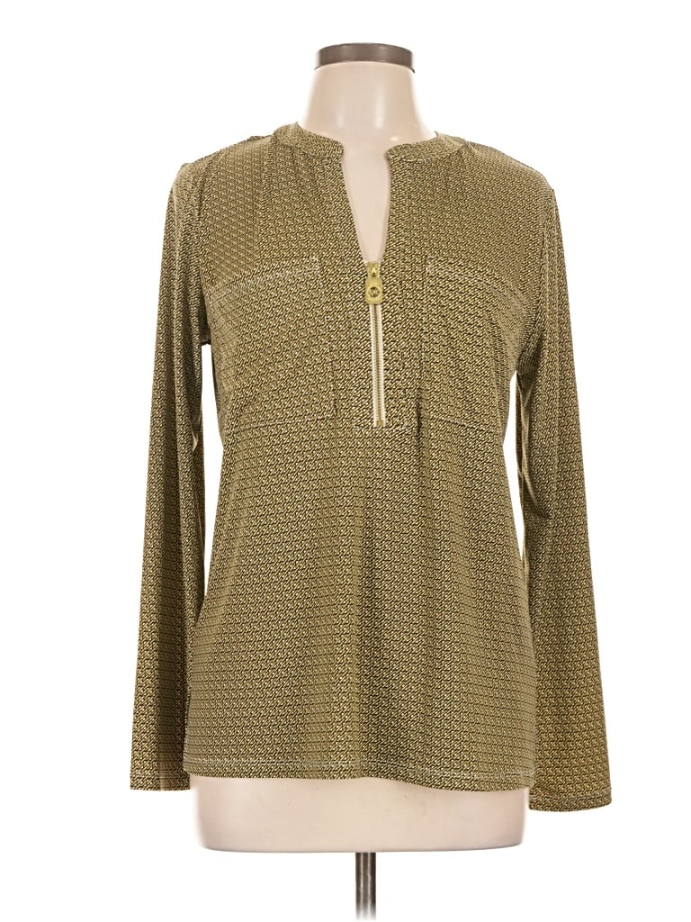 Pre-owned Michael Michael Kors Long Sleeve Blouse In Green