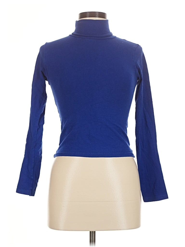 Pre-owned American Apparel Long Sleeve Turtleneck In Blue