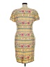 Talbots 100% Polyester Print Yellow Casual Dress Size 14 - photo 2