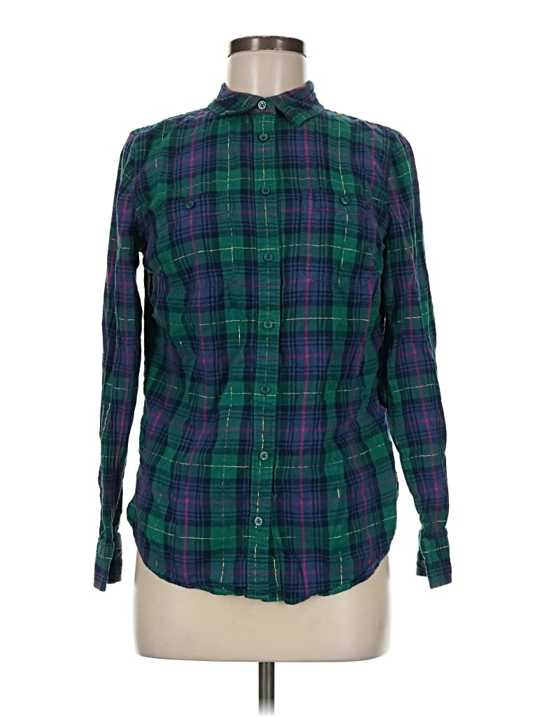 Pre-owned St. John's Bay Long Sleeve Button Down Shirt In Green