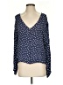 Amuse Society Polka Dots Blue Long Sleeve Blouse Size S - photo 1