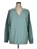 Unbranded 100% Polyester Teal Long Sleeve Henley Size XL Plus - photo 1