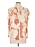 Zesica 100% Polyester Tan Short Sleeve Blouse Size L - photo 1