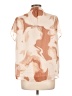 Zesica 100% Polyester Tan Short Sleeve Blouse Size L - photo 2